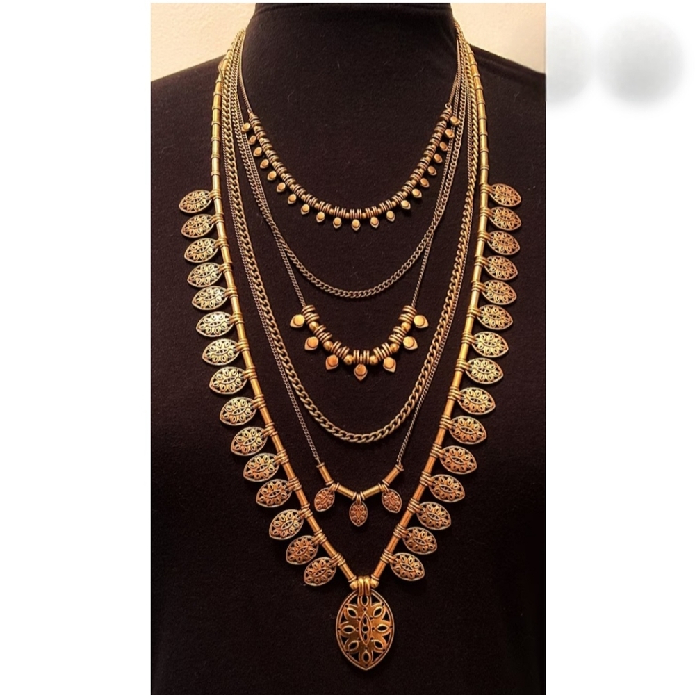 Lucky Brand × Cleobella Elegant Brass  Layered Necklace NWOT
